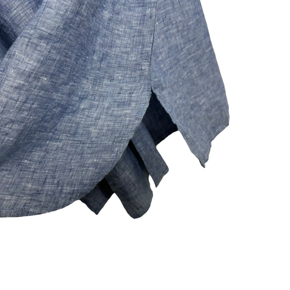 Garnet Hill Womens Easy Linen Long Sleeve Button Up Tunic Top Size Large Blue - Picture 4 of 6